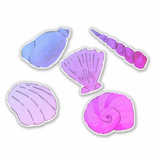 Lila künstlerische Muscheln Aufkleber