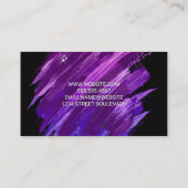 Lila künstlerische Pinselstrich-Visitenkarte Visitenkarte (Rückseite)