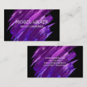 Lila künstlerische Pinselstrich-Visitenkarte Visitenkarte (Vorne/Hinten)