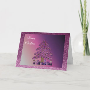 Lila Kunststoff-Glitter-Weihnachtsbaum Feiertagskarte