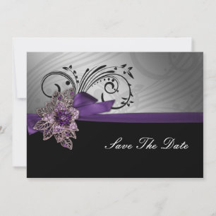 Lila-Kunststoff-Schleifen-Vintage-Brosche Hochzeit Save The Date