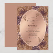 Lila Kupferfarbene Hochzeit Einladung (Vorne/Hinten)