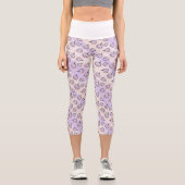 Lila Kürbis niedlicher Blumenfall lila rosa Capri Leggings (Vorderseite)