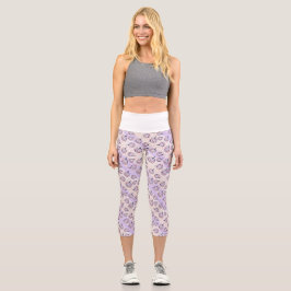 Lila Kürbis niedlicher Blumenfall lila rosa Capri Leggings