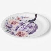 Lila Kürbis niedlicher blumenreicher Herbst Blume Pappteller (Schrägansicht)