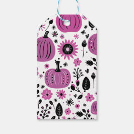 Lila Kürbis und Blume im Herbst personalisiert Geschenkanhänger