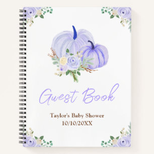 Lila Kürbisse Florale Babyparty-Gästebuch Notizblock