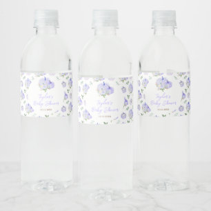 Lila Kürbisse Florale Babyparty Wasserflaschenetikett
