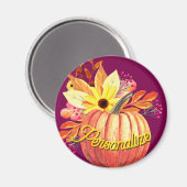 Lila Kürbiswein mit Blumenorange Magnet (Vorderseite/Rückseite)