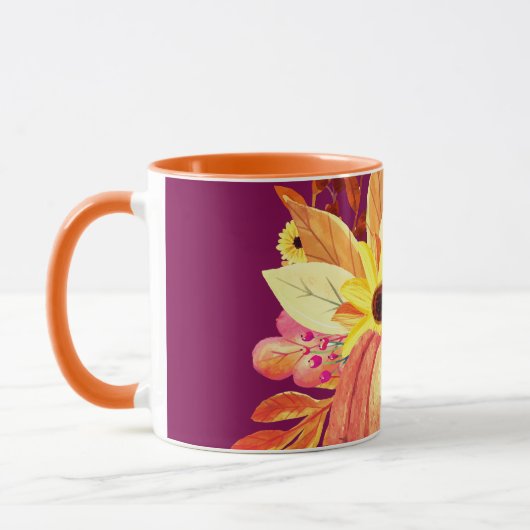 Lila Kürbiswein mit Blumenorange Tasse (Links)