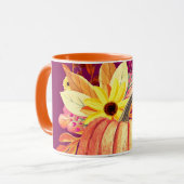 Lila Kürbiswein mit Blumenorange Tasse (Vorderseite Links)