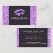 Lila Kuss und Lila Glitzer Visitenkarte (Vorne/Hinten)