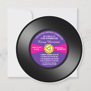 Lila Label Vinyl 45 Record Geburtstagspartei Einladung