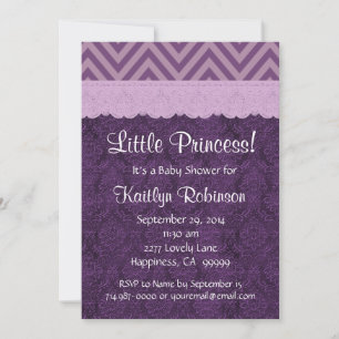 Lila Lace Little Princess Girl Baby Shower S21C Einladung