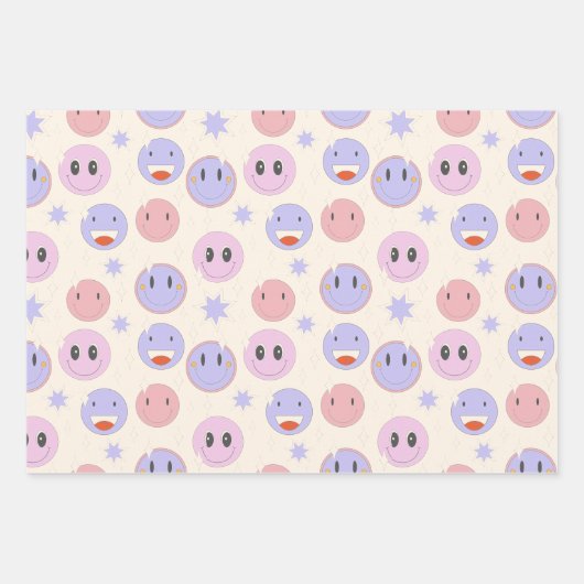 Lila Lächelmuster Geschenkpapier Set (Vorderseite 2)