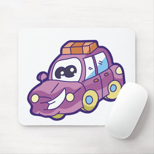 Lila lächelndes Auto Mousepad (Mit Mouse)