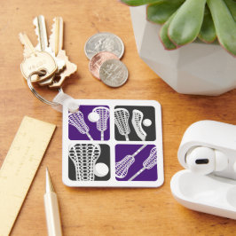 Lila Lacrosse Blöcke Schlüsselanhänger