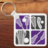 Lila Lacrosse Blöcke Schlüsselanhänger (Vorderseite)