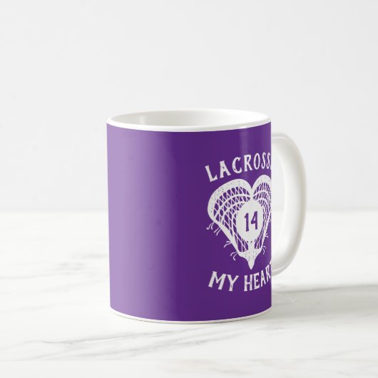Lila Lacrosse Kaffeetasse (VorderseiteRechts)
