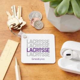 Lila Lacrosse Word-Schlüsselanhänger Schlüsselanhänger