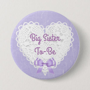Lila Lacy Big Sister-to-Be-Baby-Duschtaste Button