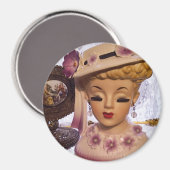 Lila Lady Head Vase Blume Parfüm Flasche Magnet (Vorderseite/Rückseite)