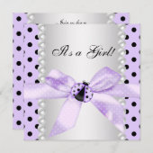 Lila Ladybug Babydusche Einladung (Vorne/Hinten)