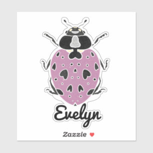 Lila Ladybug mit Name Aufkleber