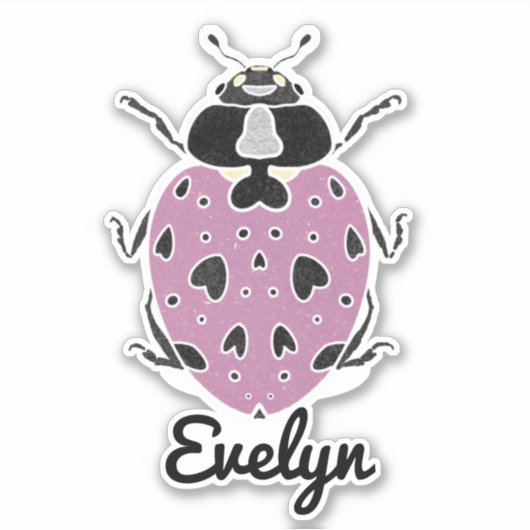 Lila Ladybug mit Name Aufkleber (Vorderseite)
