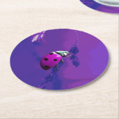 Lila Ladybug Runder Pappuntersetzer (Angewinkelt)