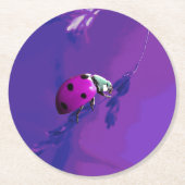 Lila Ladybug Runder Pappuntersetzer (Vorderseite)