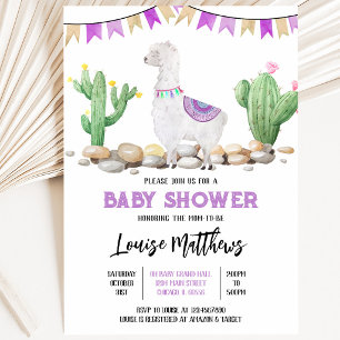 Lila Lama Baby Shower Einladung