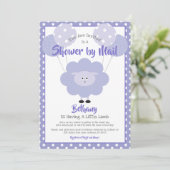 Lila Lamb Baby Dusche von Mail Niedlich Simple Mod Einladung (Stehend Vorderseite)