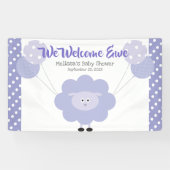 Lila Lamb Balloons Babydusche Niedlich Kawaii Banner (Horizontal)