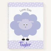 Lila Lamb Liebe Ewe Individuelle Name Script Niedl Notizblock (Vorderseite)