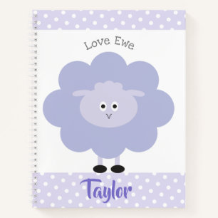 Lila Lamb Liebe Ewe Individuelle Name Script Niedl Notizblock