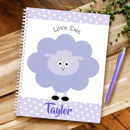 Lila Lamb Liebe Ewe Individuelle Name Script Niedl Notizblock