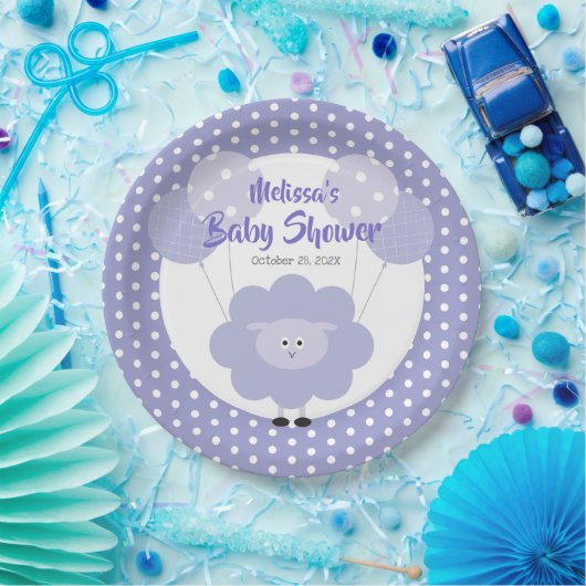 Lila Lamm-Baby-Dusche Niedlich Moderne, einfach un Pappteller (Party)