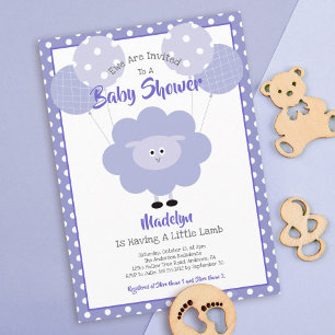 Lila Lamm Geschlecht Neutrale Baby Dusche Moderne  Einladung