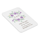 Lila-Land-Floral-Monogramm Save the Date Magnet (Rechte Seite)