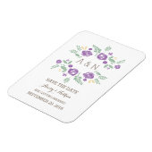 Lila-Land-Floral-Monogramm Save the Date Magnet (Linke Seite)