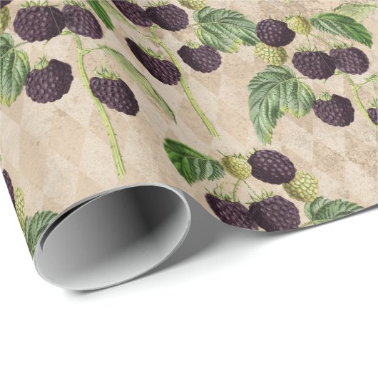 Lila Landbeeren Geschenkpapier (Rolleneckpunkt)