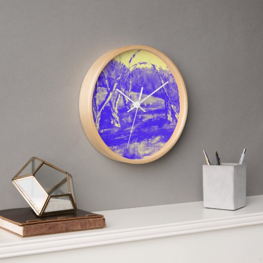 Lila Lande Gelber Himmel Uhr (Büro)