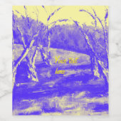 Lila Lande Gelber Himmel Weinetikett (Einzelnes Label)