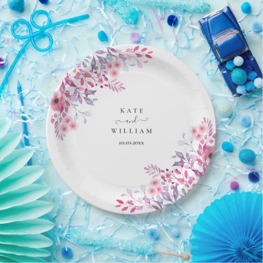 Lila Länder Wildblumen Blumenfarbe Pappteller (Party)