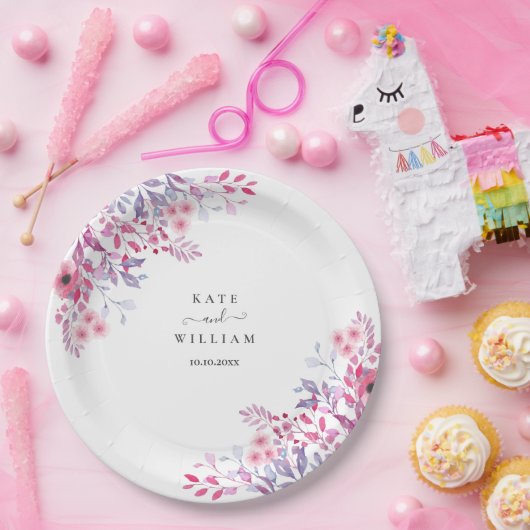 Lila Länder Wildblumen Blumenfarbe Pappteller (Party)