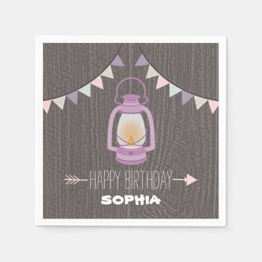 Lila Lantern Birthday Napkins Serviette (Vorderseite)