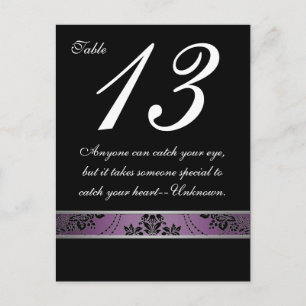 Lila Lapis Damask-Tischnummer Postkarte