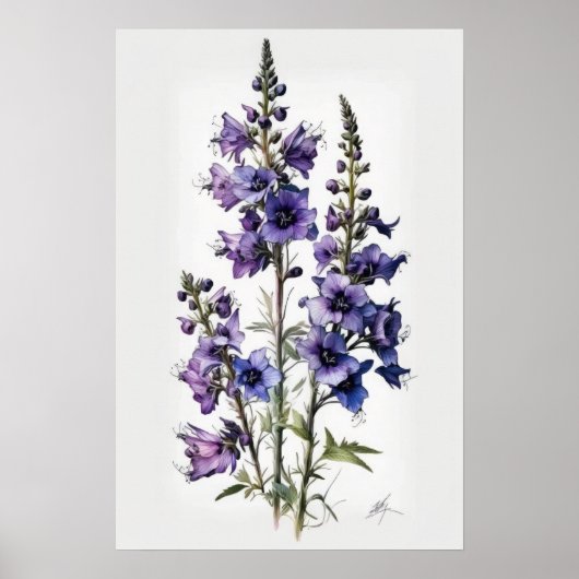 Lila Larkspur Blume Art Print Poster (Vorne)
