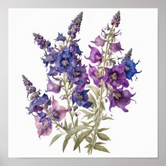 Lila Larkspur Blume Art Print Poster (Vorne)